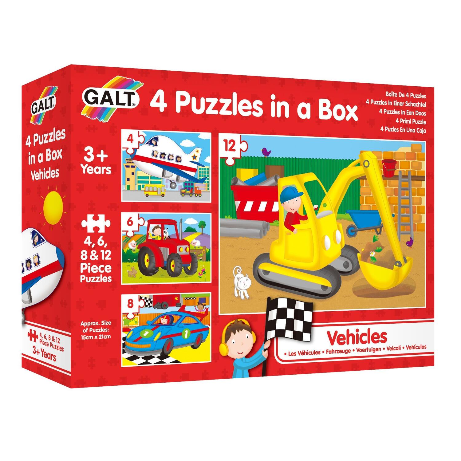 Set 4 puzzle-uri Vehicule (4, 6, 8, 12 piese)