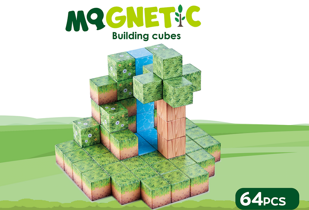 Cuburi magnetice - In natura 64 piese (2.5 cm)