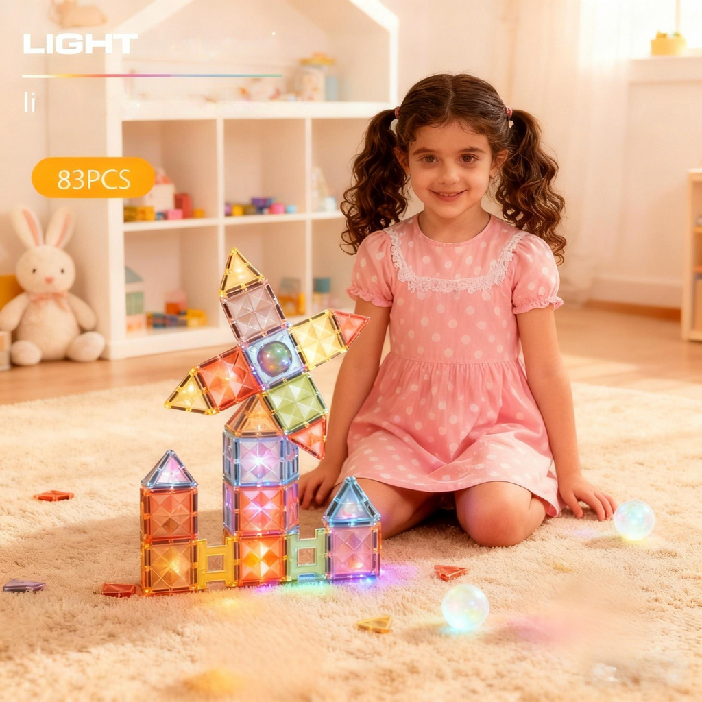Joc magnetic Diamond cu lumini  - 83 piese (7.5 cm)