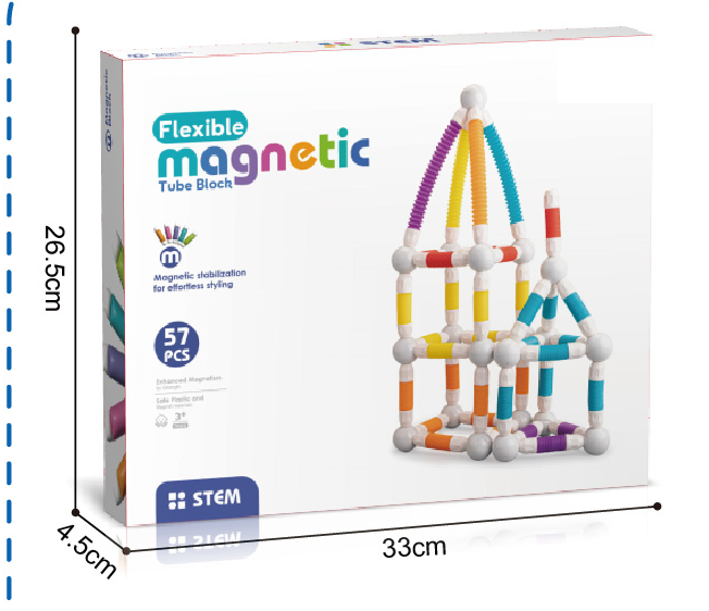 Set de constructie STEM magnetic -  Tuburi flexibile (57 piese)