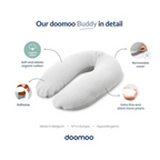 Doomoo - Perna mare pentru gravide si bebelusi 3 in 1, bumbac organic Buddy Spring Pink