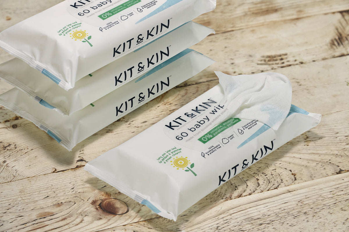 Kit and Kin Servetele Umede Biodegradabile 60 buc, 99% apa, potrivite de la nastere 0 luni+