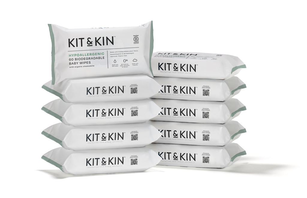 Servetele Umede Biodegradabile Kit&Kin 600 buc, 60buc x 10pachete