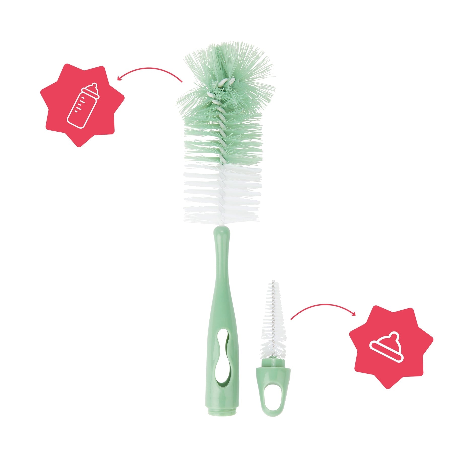 Badabulle - Perie de biberoane 2 in 1 verde