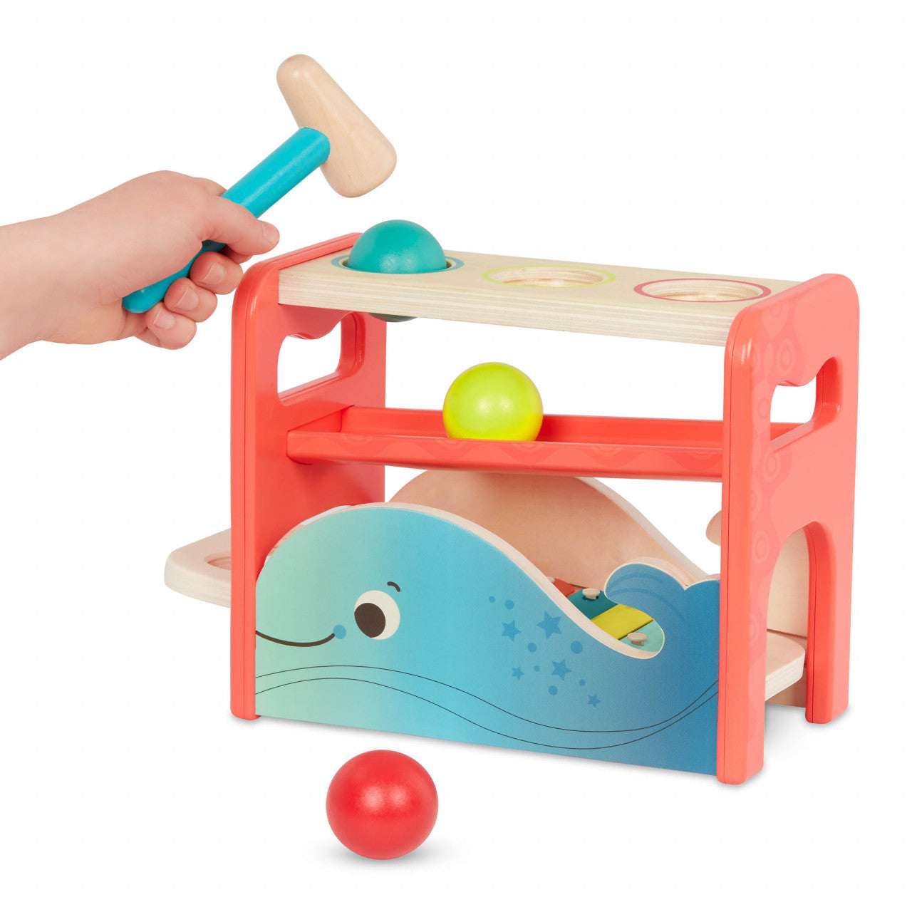 Banc cu ciocan, bile si xilofon din lemn B.Toys