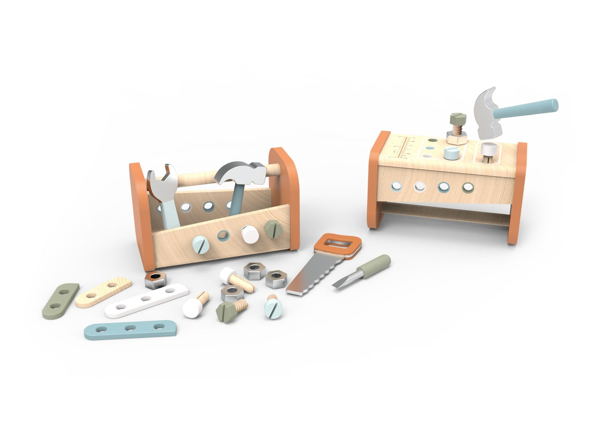 Speedy Monkey Banc de lucru si trusa de scule 2 in 1 din lemn certificat FSC, 3 ani+, conform EN71