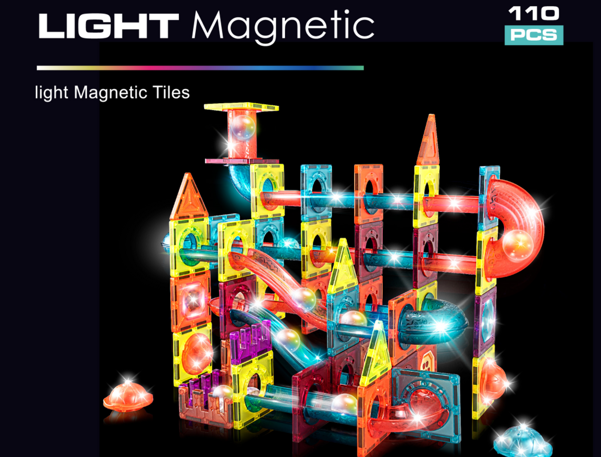 Labirintul meu magnetic cu lumini - 110 piese (7.5 cm)