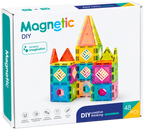 Bufnitel Set de construcție magnetic 48 piese din plastic, 5.5 cm, 3 ani+, construcții 2D și 3D
