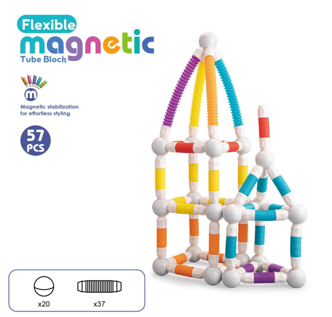 Set de constructie STEM magnetic -  Tuburi flexibile (57 piese)