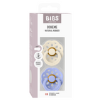 BIBS - Set 2 suzete Boheme Latex, tetina rotunda, 6 luni +-Ivory/Hush