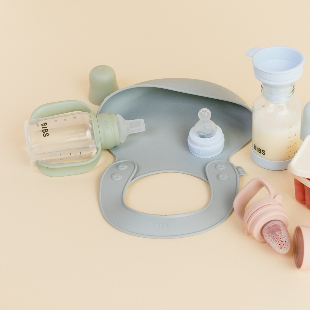 BIBS - Set biberon tip Sippy Cup PP 150 ml cu cioc din silicon și sistem antipicurare, Ivory