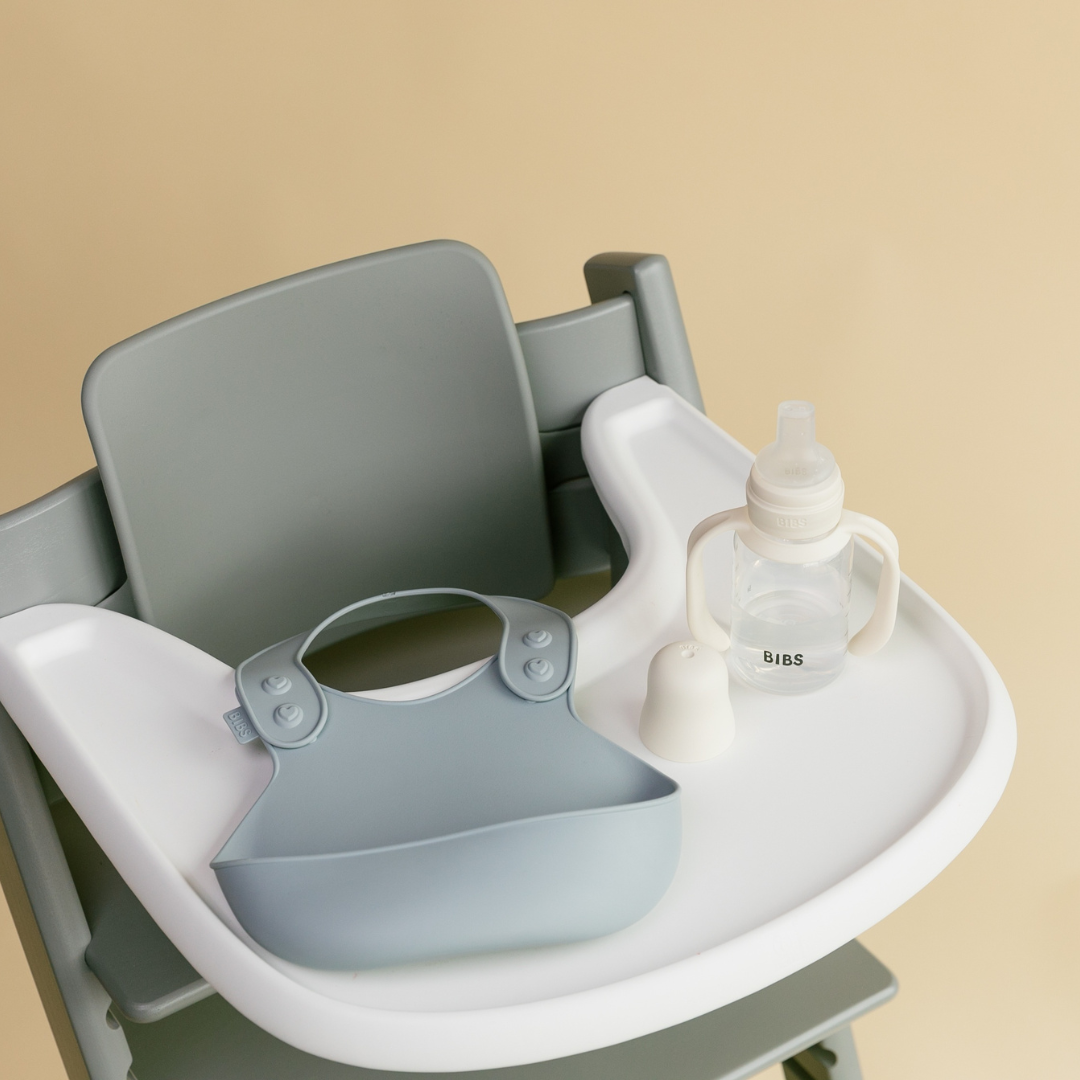 BIBS - Set biberon tip Sippy Cup PP 150 ml cu cioc din silicon și sistem antipicurare, Ivory