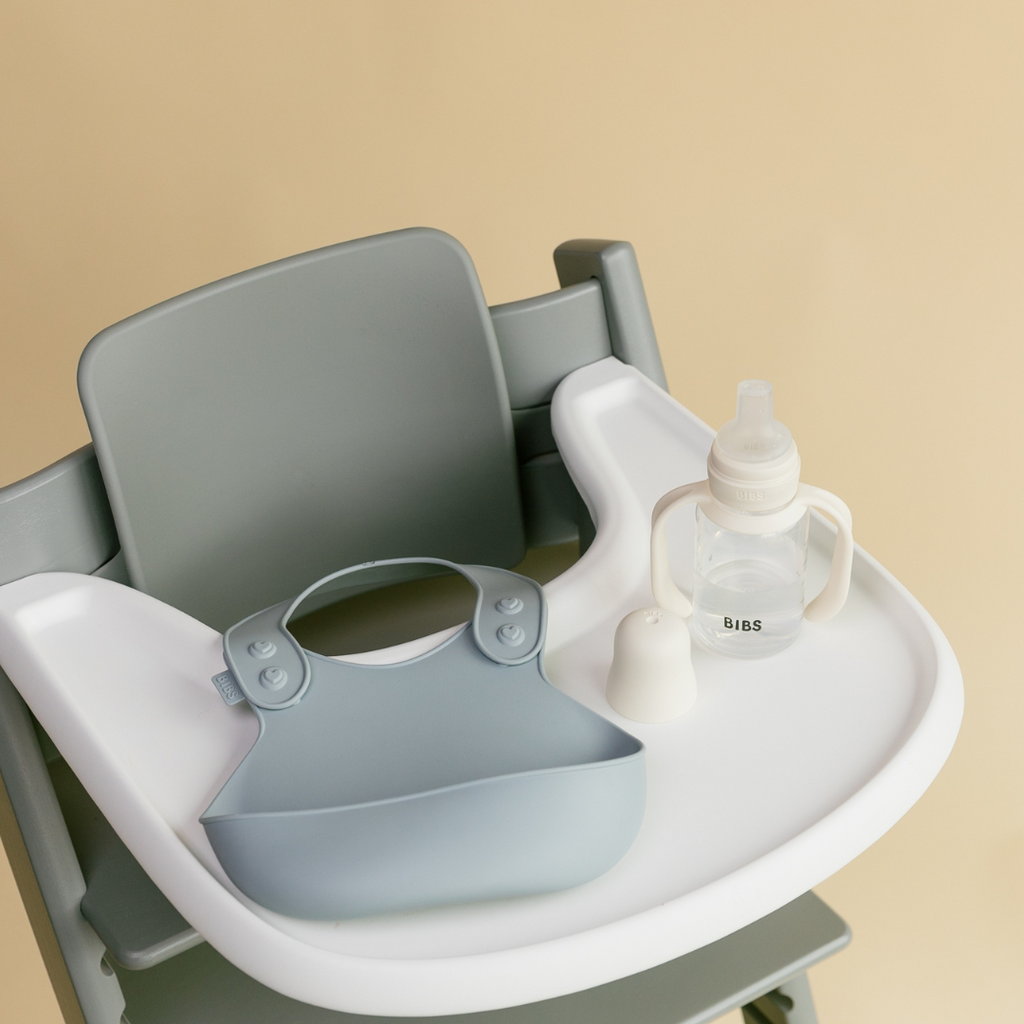 BIBS - Set biberon tip Sippy Cup PP 150 ml cu cioc din silicon și sistem antipicurare, Blush