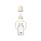 BIBS - Set biberon tip Sippy Cup PP 150 ml cu cioc din silicon și sistem antipicurare, Ivory