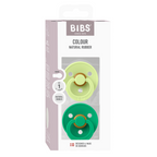 BIBS - Set 2 suzete Colour Latex, tetina rotunda, 0 luni +-Matcha/Cactus