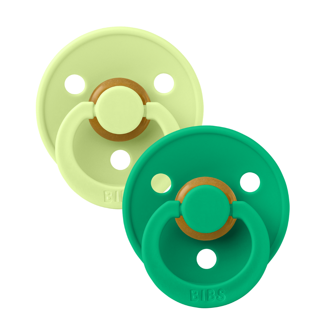 BIBS - Set 2 suzete Colour Latex, tetina rotunda, 6 luni +-Matcha/Cactus