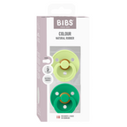 BIBS - Set 2 suzete Colour Latex, tetina rotunda, 6 luni +-Matcha/Cactus