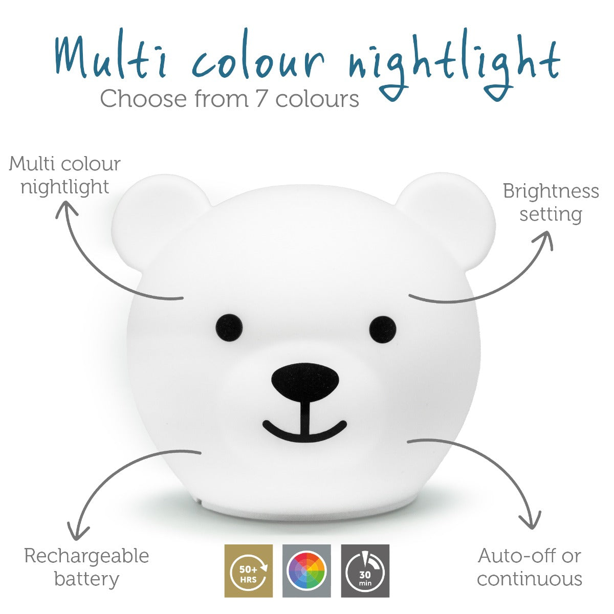 Lampa de veghe multicolora Bor the Bear , Zazu Kids