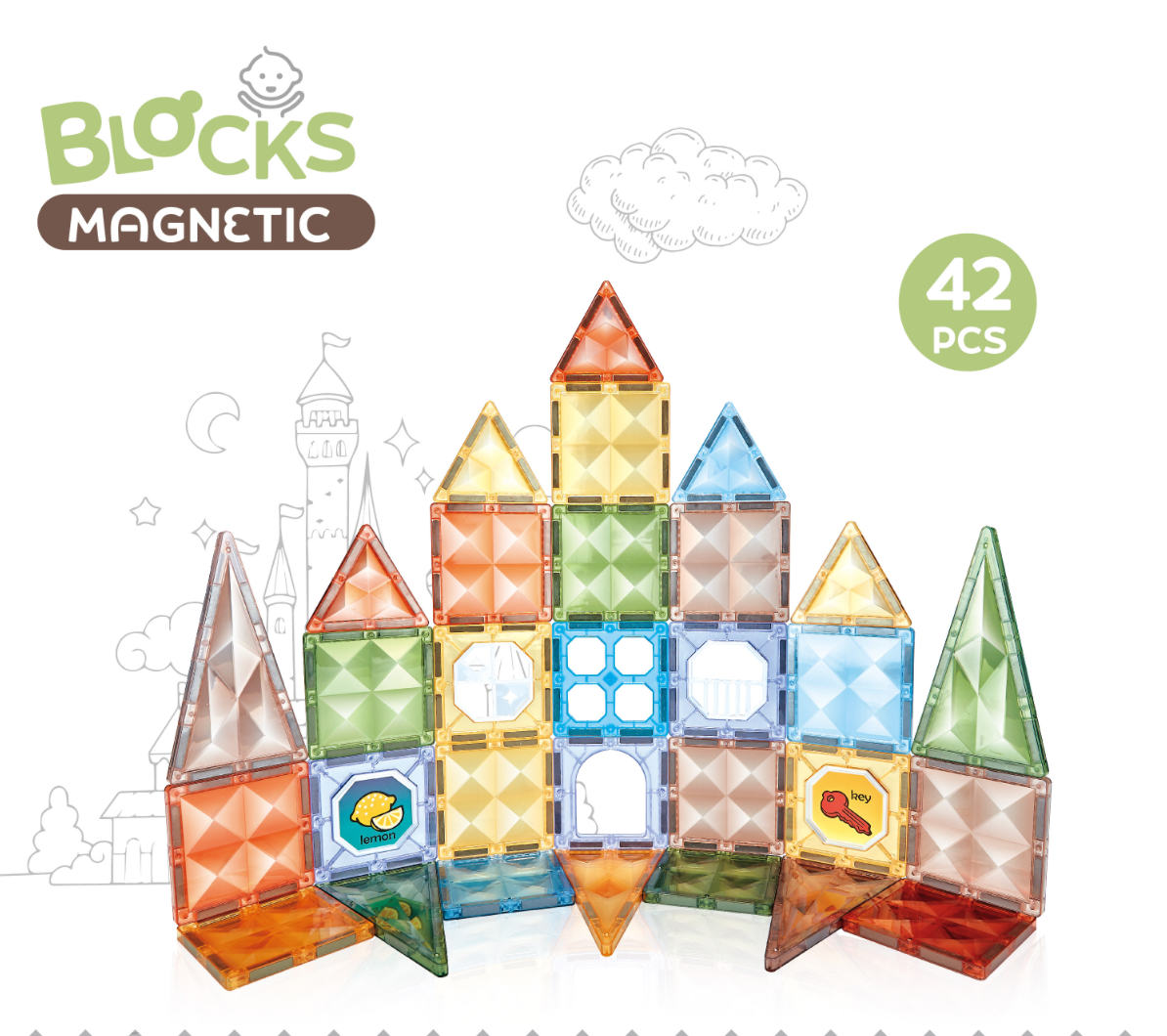 Joc magnetic Diamond - 42 piese (7.5 cm)