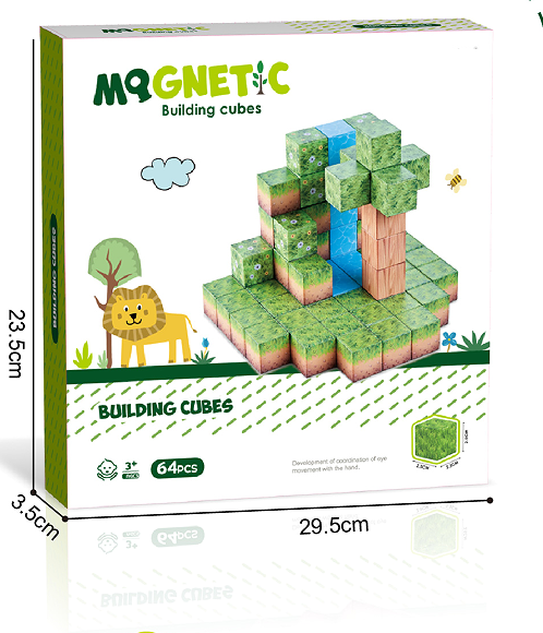Cuburi magnetice - In natura 64 piese (2.5 cm)