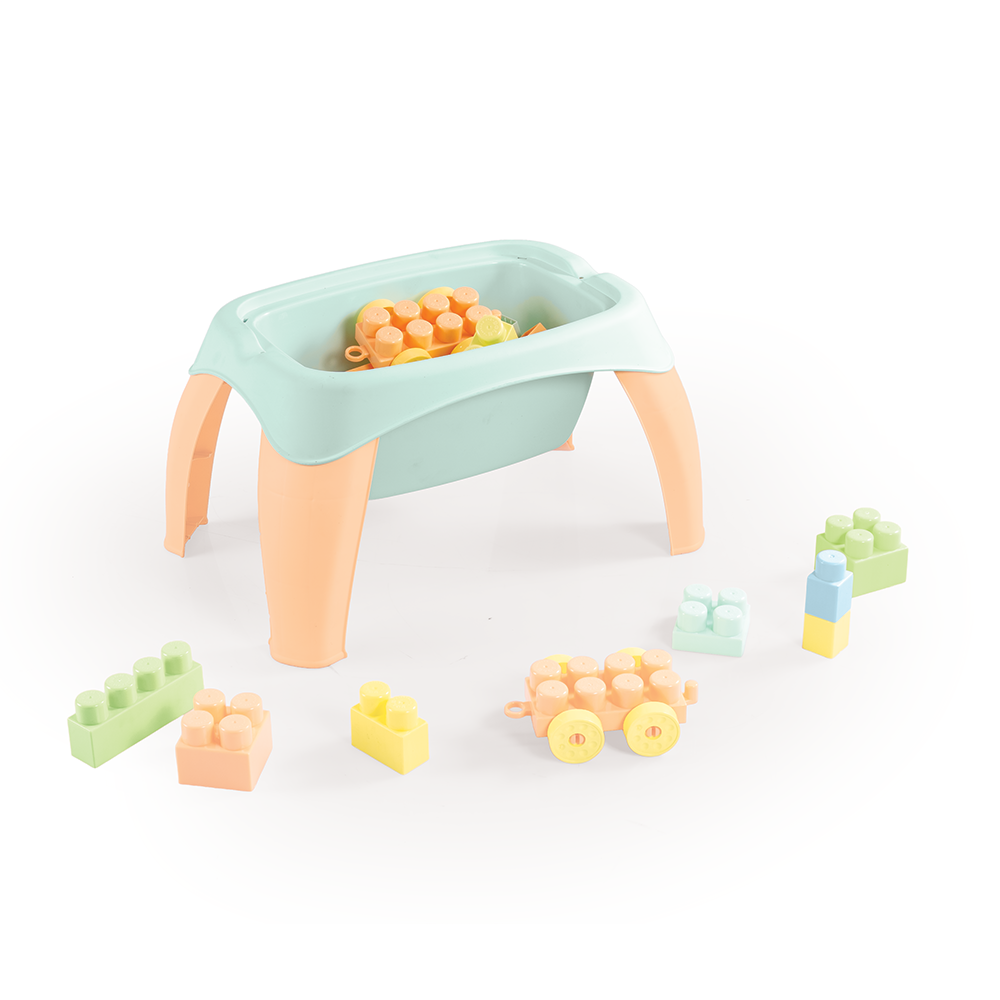 Masuta activitati cu 30 cuburi de construit - Pastel