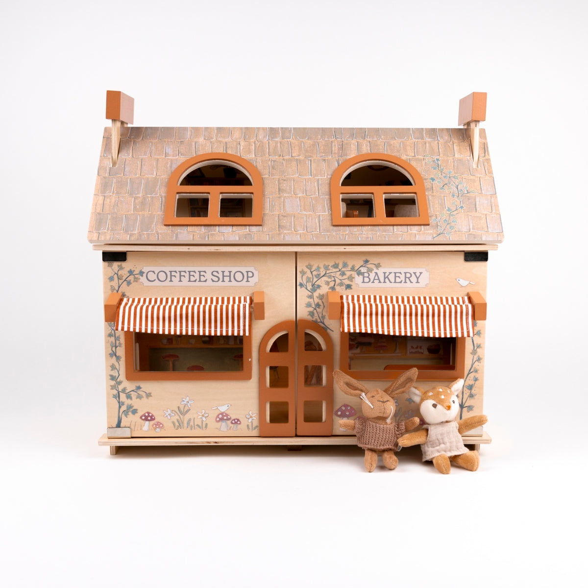 Egmont Toys Cafenea si brutarie cu prieteni in miniatura, lemn si bumbac, 3 ani+, doua etaje