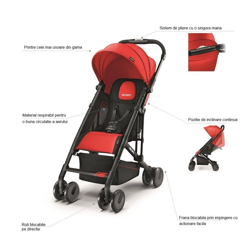 Carucior pentru Copii Easylife Saphir cu Cadru Negru RESIGILAT