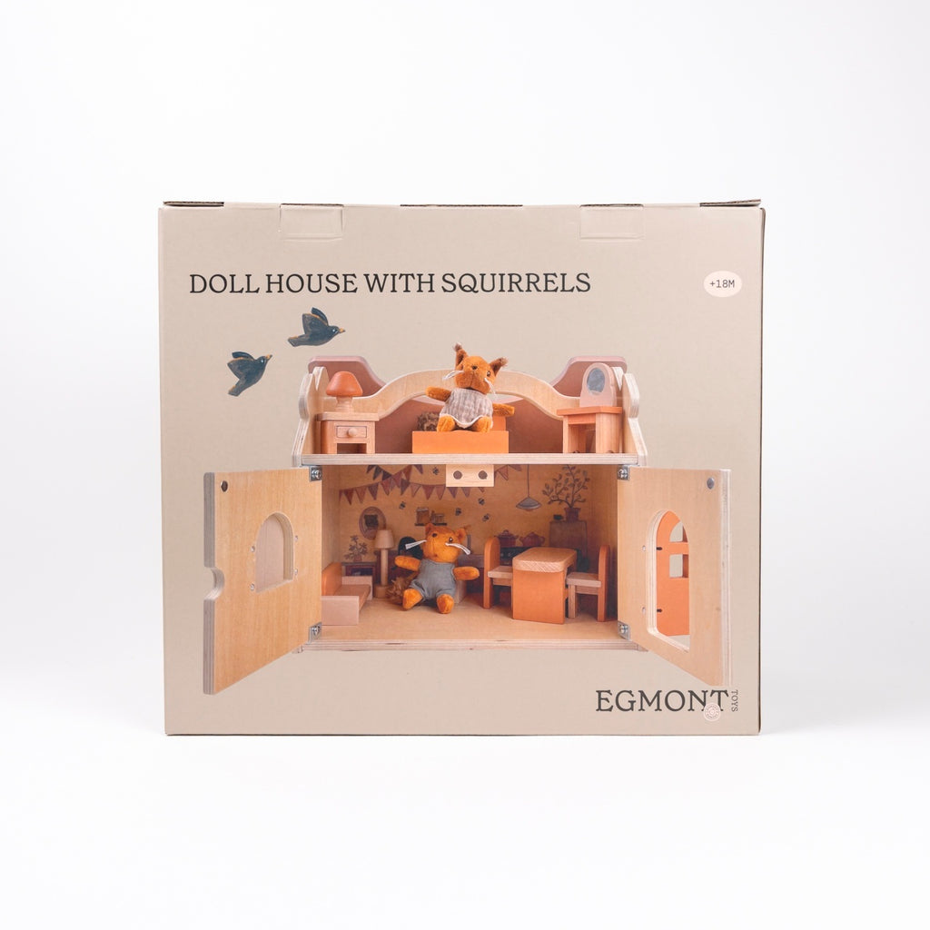 Egmont Toys Casuta de papusi cu doua veverite de plus lemn EN71 3 ani+