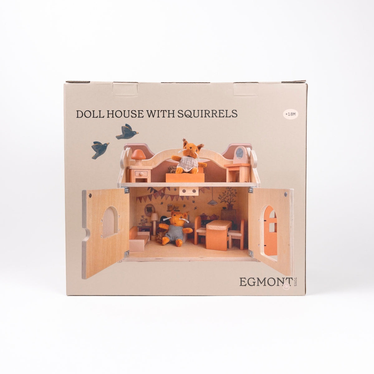 Egmont Toys Casuta de papusi cu doua veverite de plus lemn EN71 3 ani+