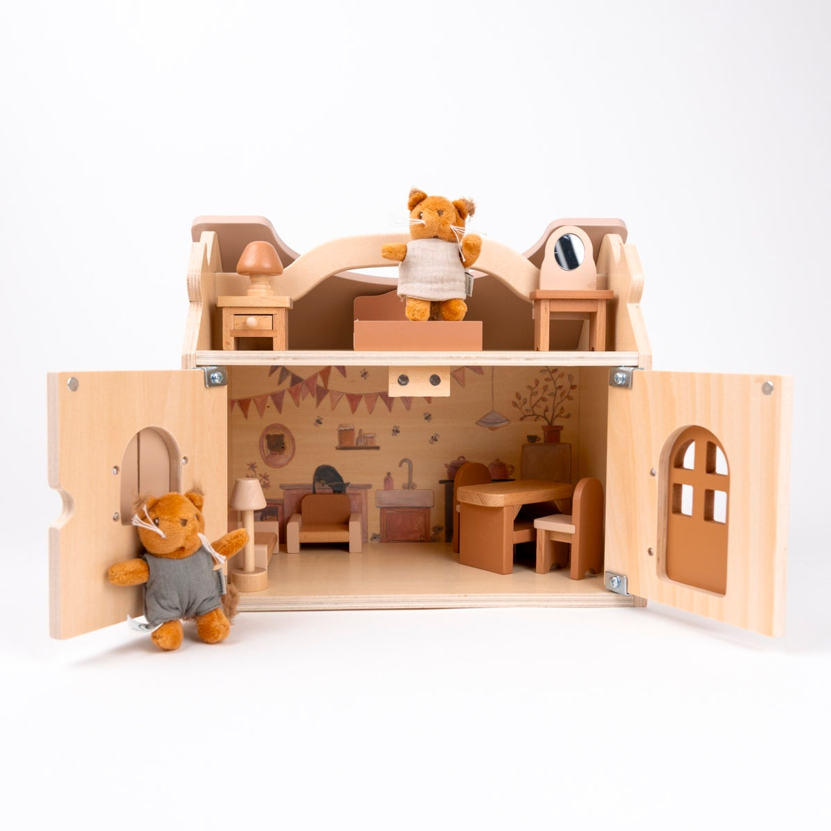 Egmont Toys Casuta de papusi cu doua veverite de plus lemn EN71 3 ani+
