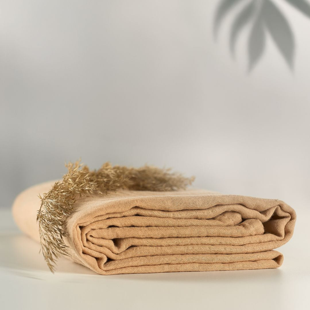 ONINO - Muselina multifunctionala din bumbac 100% organic, HUG.me, Oatmeal Beige, x1 bucata, 120 x 120 cm, certificata GOTS