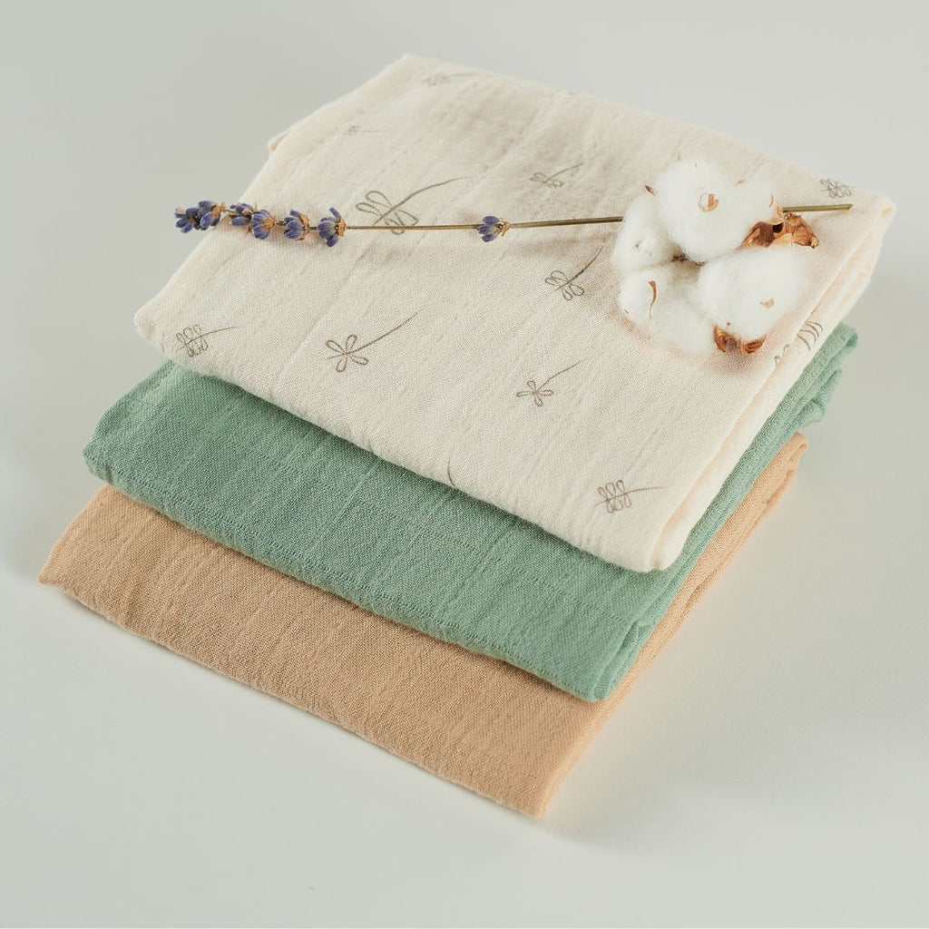 ONINO - Muselina multifunctionala din bumbac 100% organic, HUG.me, Pure Nature, x3 bucati, 60 x 60 cm, certificata GOTS