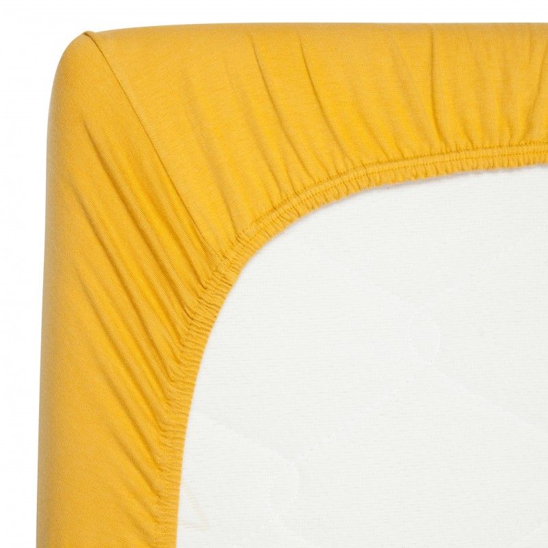 Cearsaf din Bambus cu Elastic 90 x 200 cm Ocher
