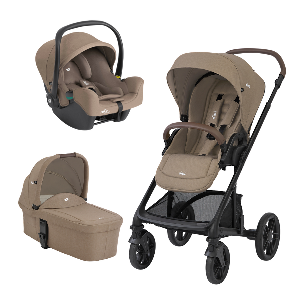 Joie - Carucior pentru copii multifunctional 3 in 1 Chrome 2 Cashew (Carucior Chrome 2 Cashew + Landou Chrome Cashew + scoica i-Snug Cashew)