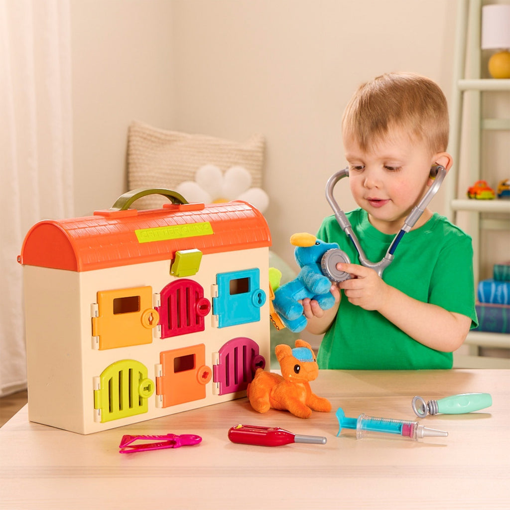 B.Toys Toy Vet Clinic with 6 Rooms and 2 Plush Animals