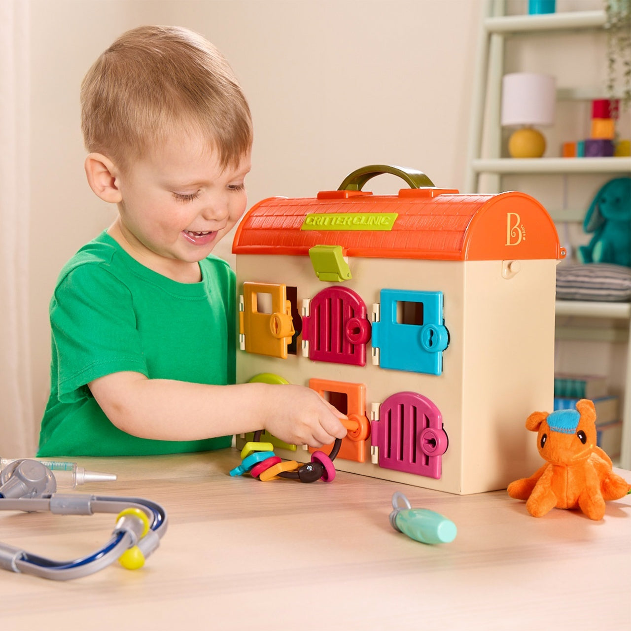 B.Toys Toy Vet Clinic with 6 Rooms and 2 Plush Animals