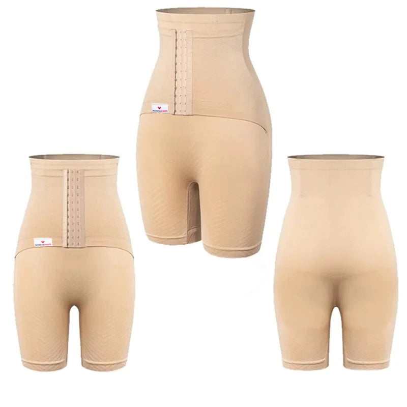 Colanti scurti modelatori cu centura abdominala postnatala integrata, WonderMom Bej marimea S
