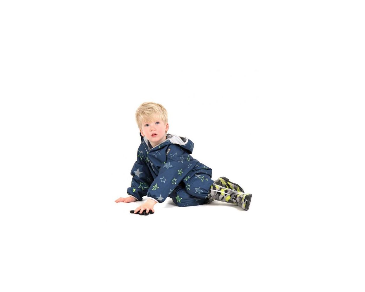 Combinezon Impermeabil Fleece Navy Stars 6-12 luni