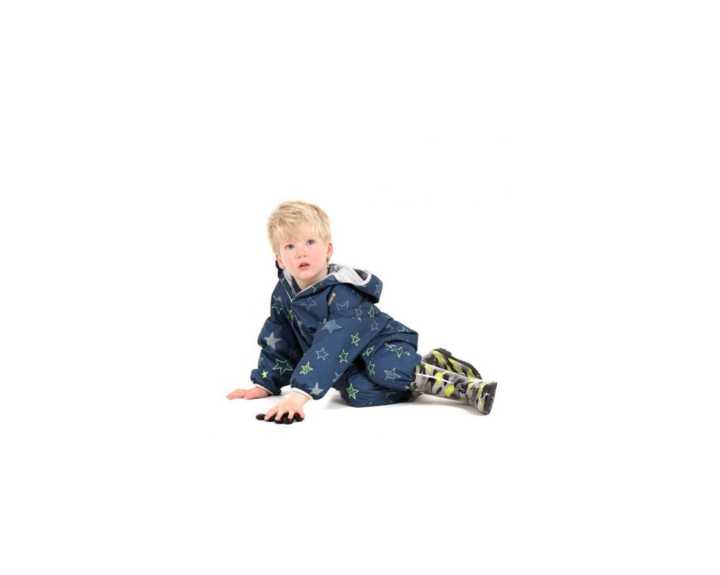 Waterproof Fleece Jumpsuit Navy Stars 6-12 months