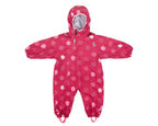 Combinezon Impermeabil Fleece Red Flowers 18-24 luni