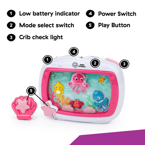 Baby Einstein - Jucarie muzicala pentru patut Sea Dreams Soother Pink