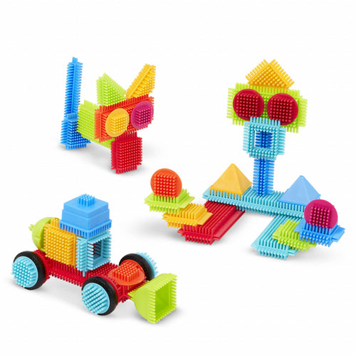 Battat Cutie 50 cuburi de construit din plastic pentru copii 2 ani cu forme geometrice