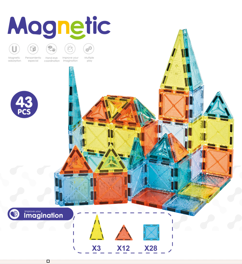 Joc de constructie magnetic - 43 piese (5.5 cm)