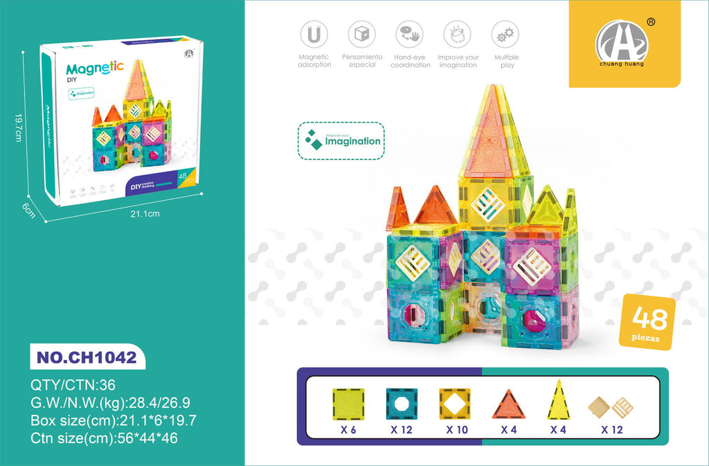 Set de constructie magnetic - 48 piese (5.5 cm)