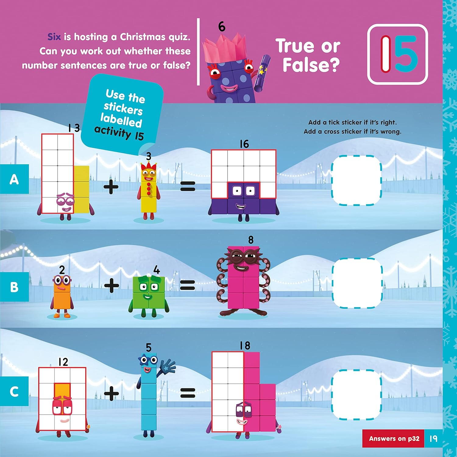 Carte cu abtibilduri si activitati Numberblocks - Magia Craciunului