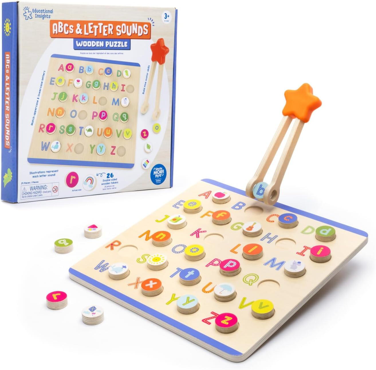 Puzzle din lemn - Litere & sunete in lb. engleza