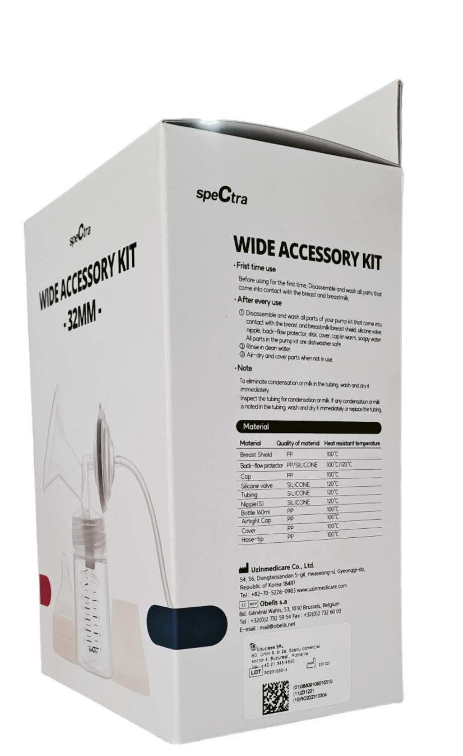 SPECTRA Kit premium 32mm biberon si accesorii din plastic PP compatibil pompe Spectra