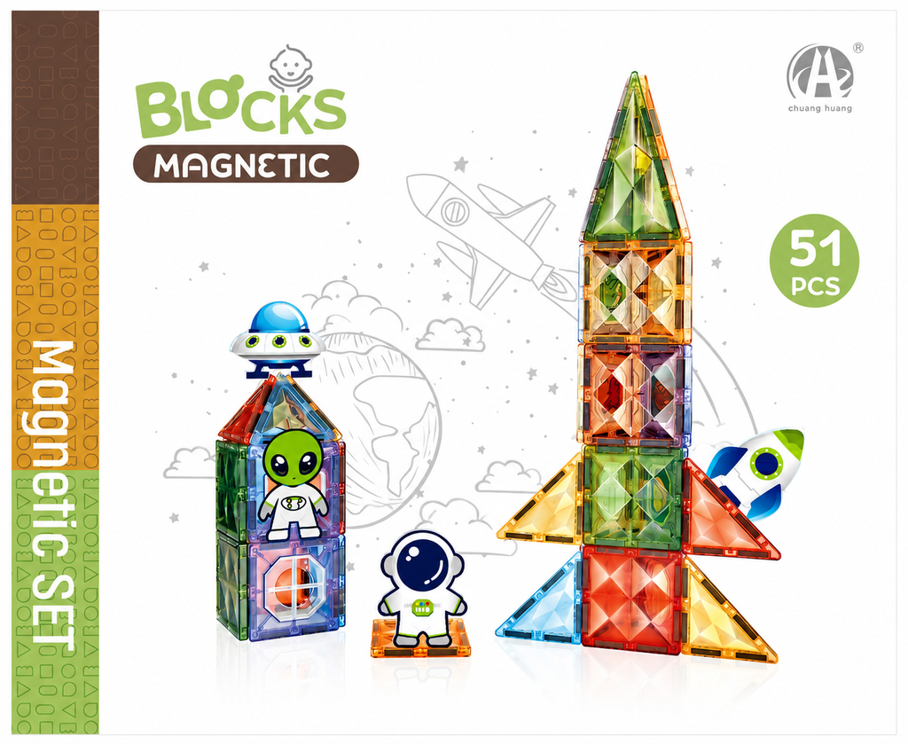 Joc magnetic Diamond - In spatiu 51 piese (7.5 cm)