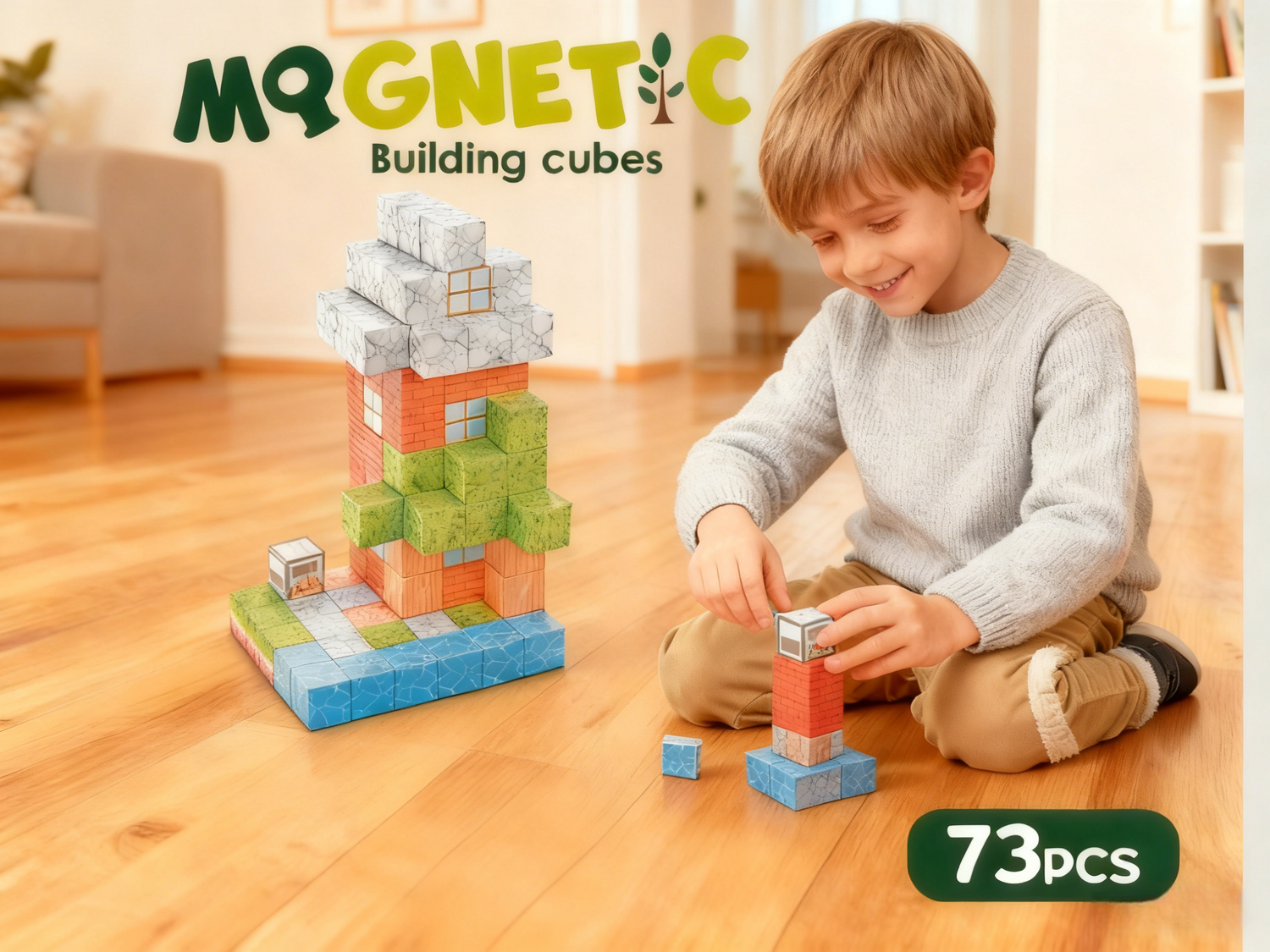 Cuburi magnetice - In natura 73 piese (2.5 cm)