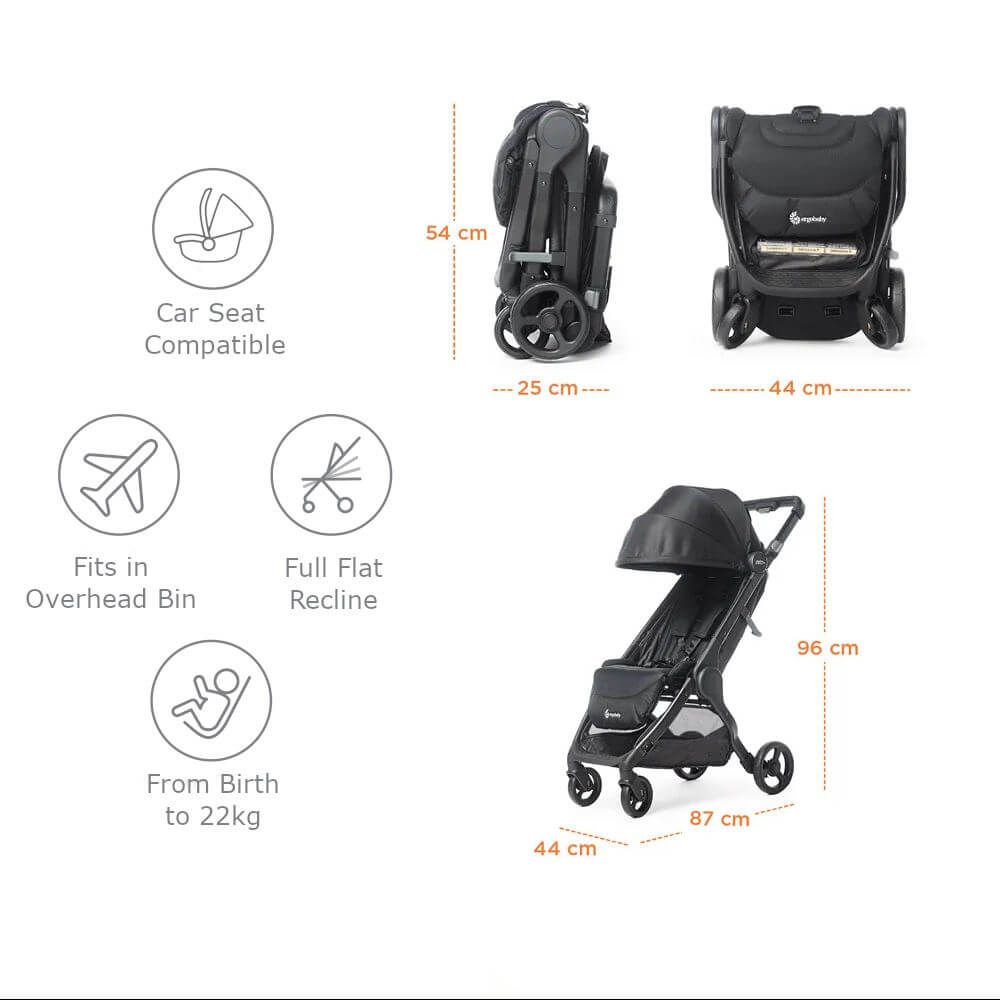 Metro+ Carucior Compact Ergobaby Slate Grey 0 - 22kg